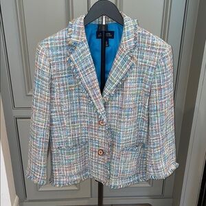 Jones New York Signature Multicolor Tweed Blazer 3/4 Sleeves